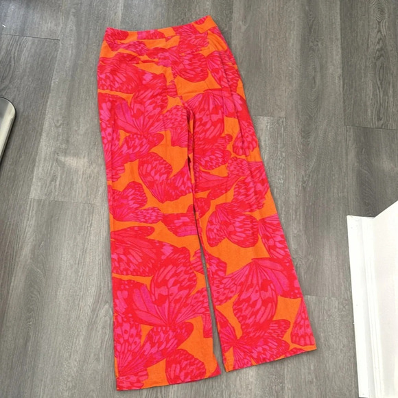 Scoop Linen High Waist Wide Leg Butterfly Colorful Pleated Pants Size Small - Picture 8 of 8